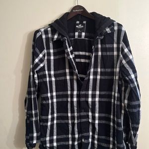 A large Hollister men’s button up hoodie/shirt